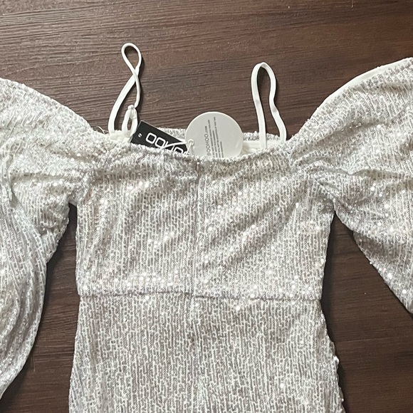 Sequin Open Shoulder Midi Dress - Picture 4 of 7